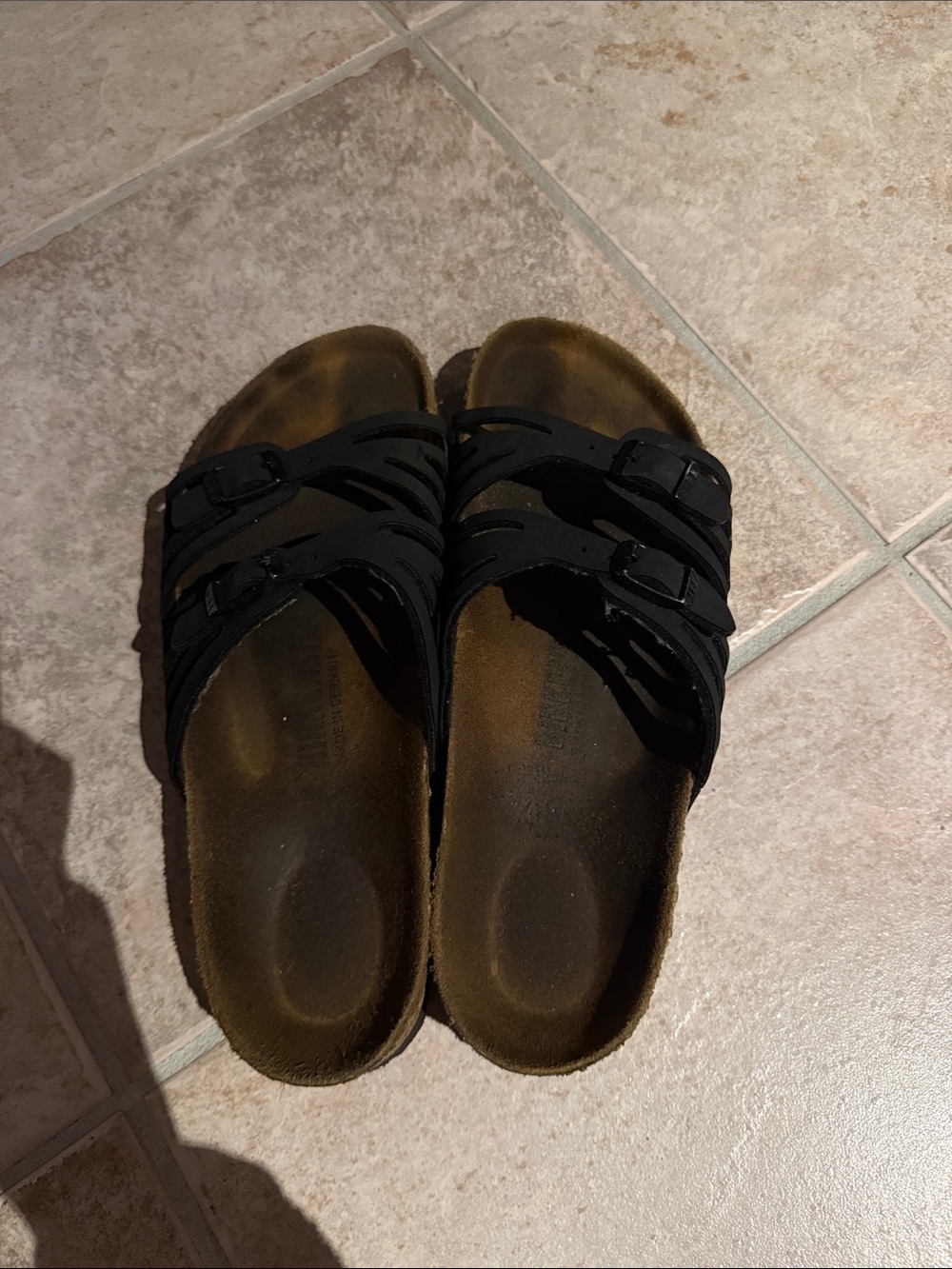 Women’s Birkenstock Black Slide Sandals with Buckle Straps size38 US 7-7.5